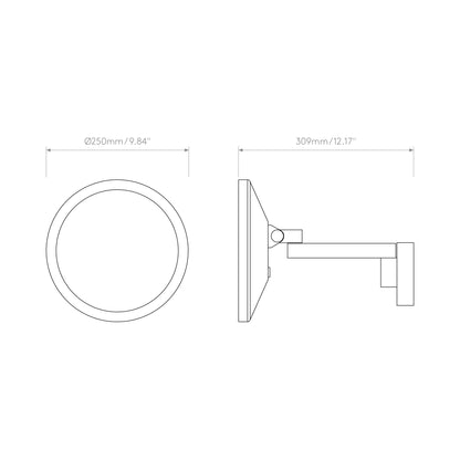 Nagoya Magnifying Wall Mirror - line drawing.