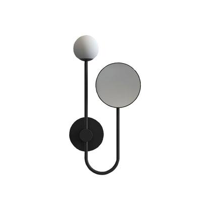 Orb Bath Wall Light in Matt Black (With Mirror).