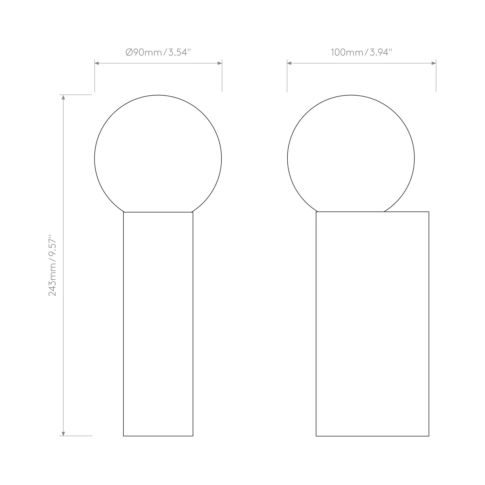 Otona Bath Wall Light - line drawing.