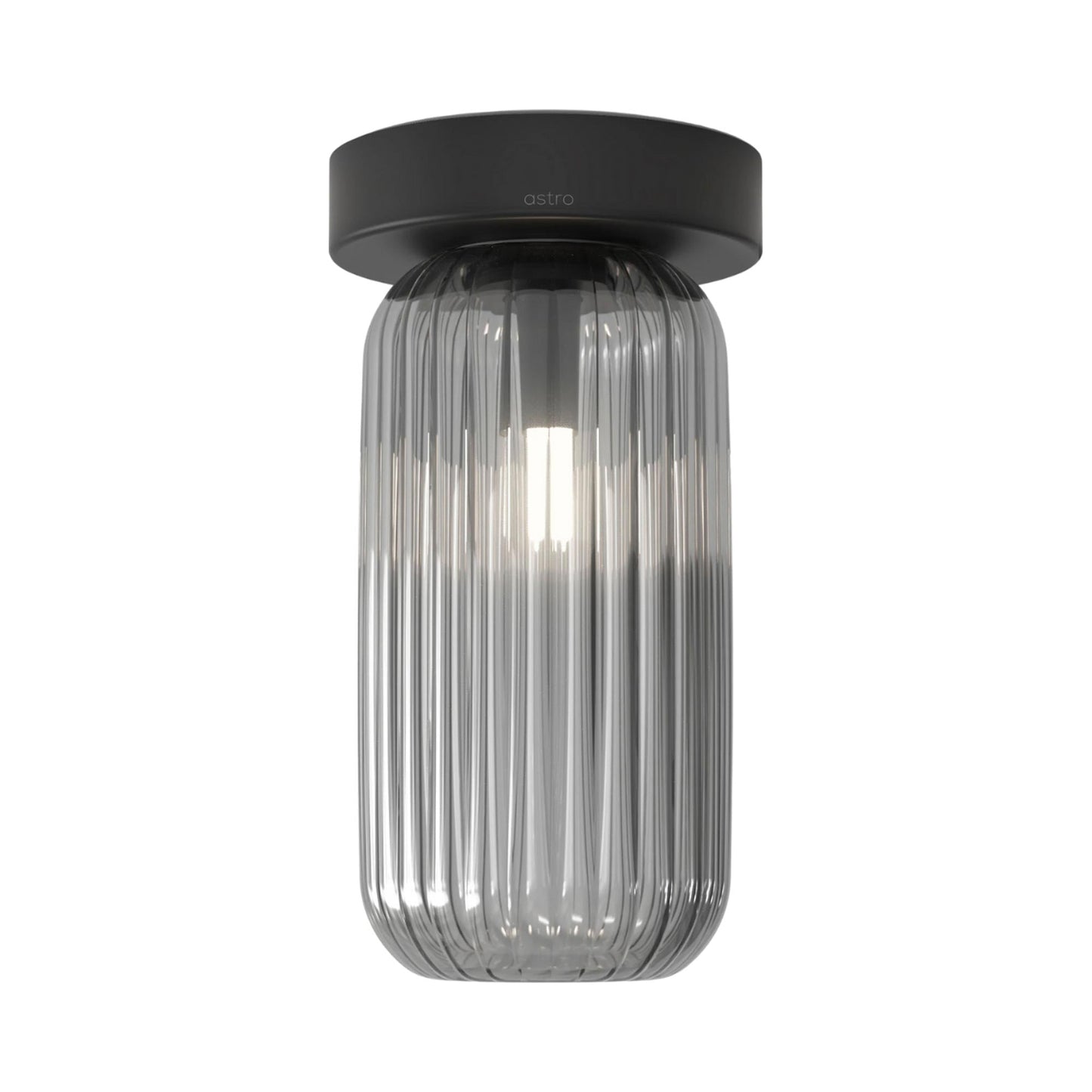 Tacoma Reed Ceiling / Wall Light in Matt Black (Smoked Ribbed Glass).