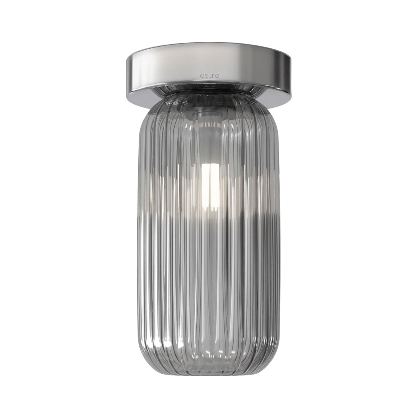 Tacoma Reed Ceiling / Wall Light in Polished Chrome (Smoked Ribbed Glass).