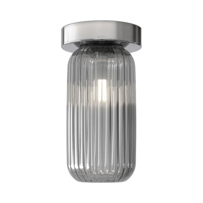 Tacoma Reed Ceiling / Wall Light in Polished Chrome (Smoked Ribbed Glass).