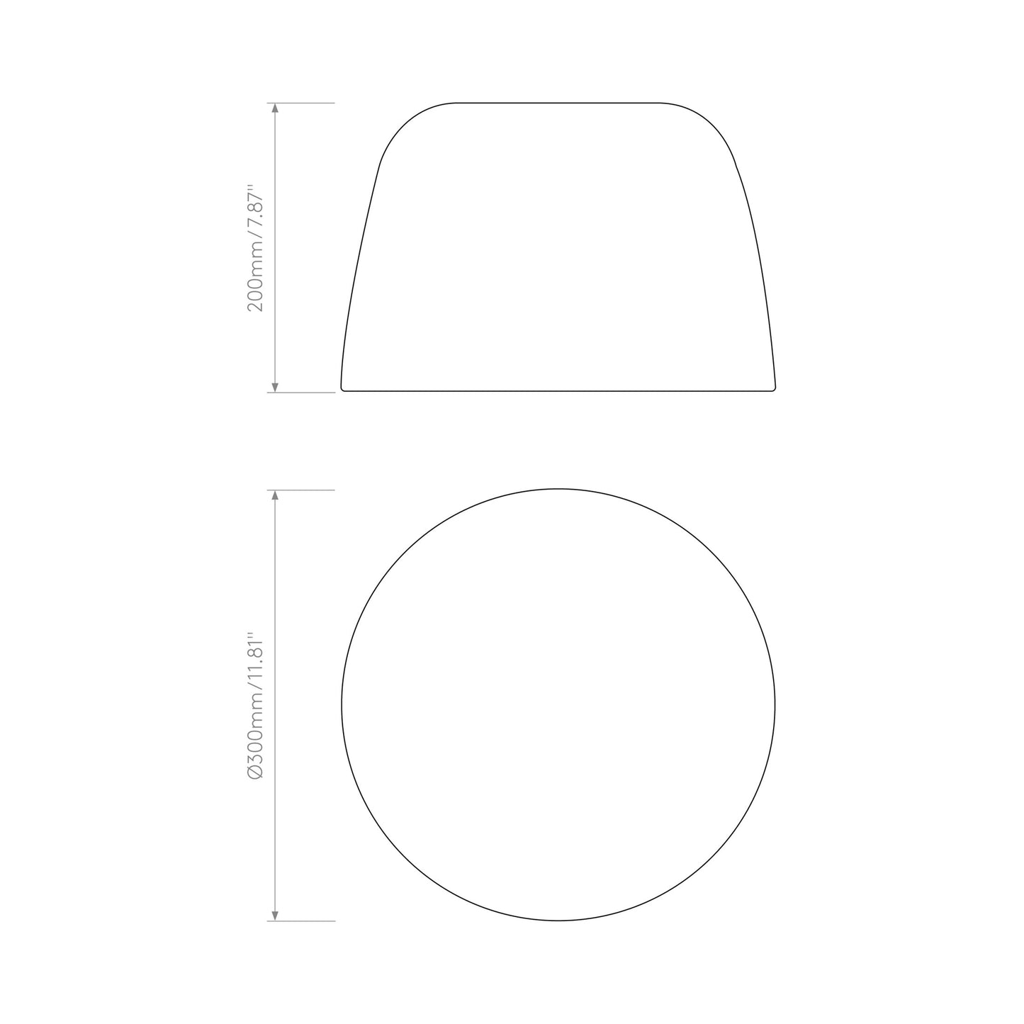 Taiko Flush Mount Ceiling Light - line drawing.