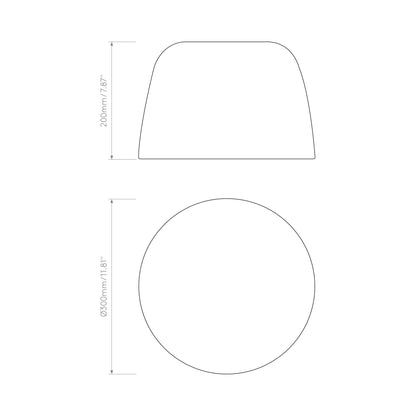 Taiko Flush Mount Ceiling Light - line drawing.