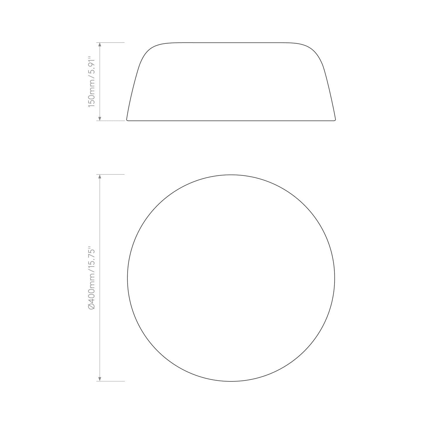 Taiko Flush Mount Ceiling Light - line drawing.