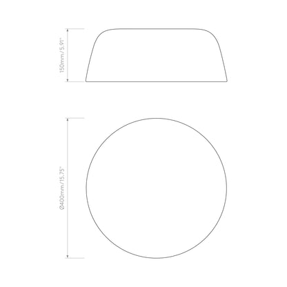 Taiko Flush Mount Ceiling Light - line drawing.