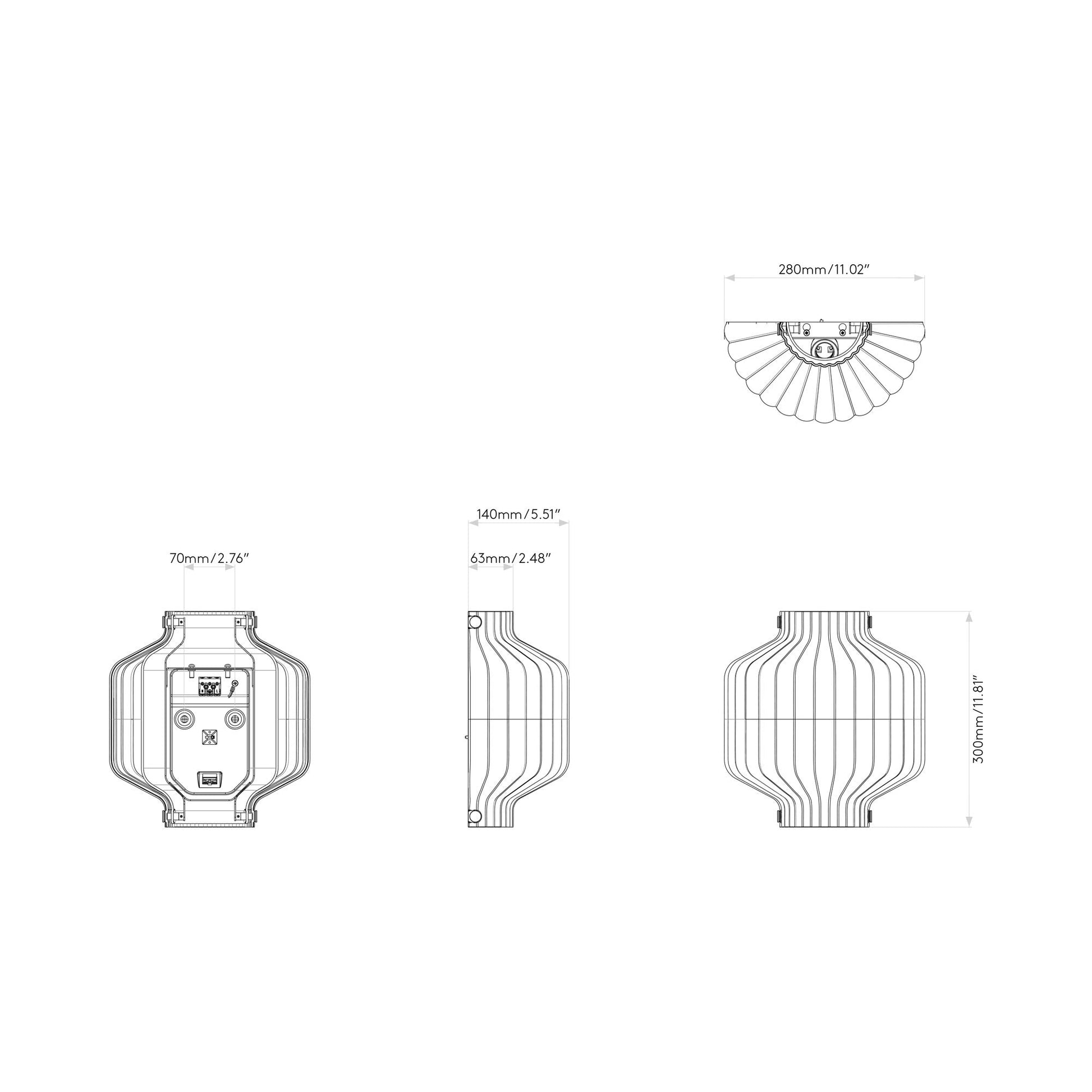 Toro Wall Light - line drawing.