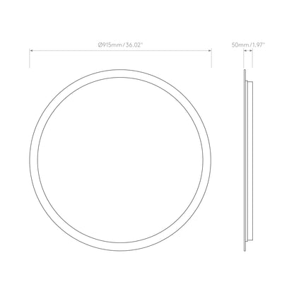 Varenna Round LED Illuminated Mirror - line drawing.