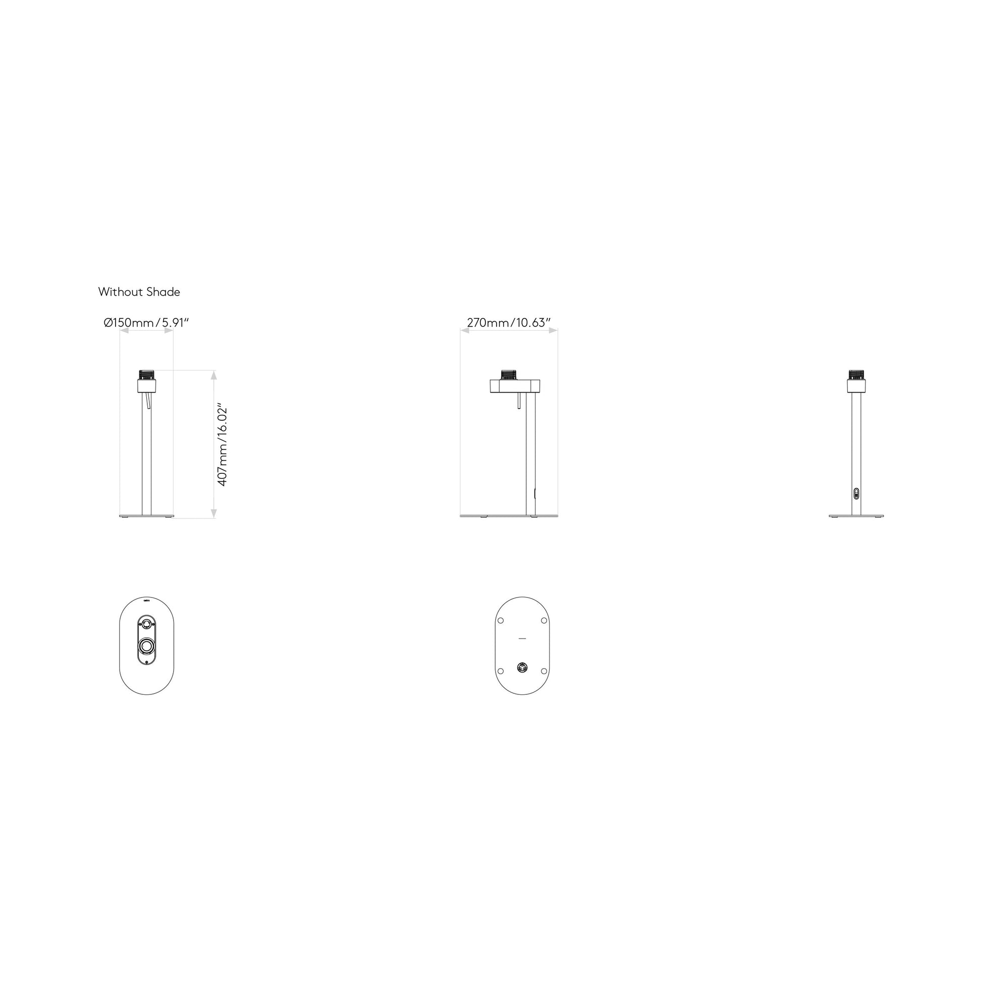 Venn Table Lamp - line drawing.