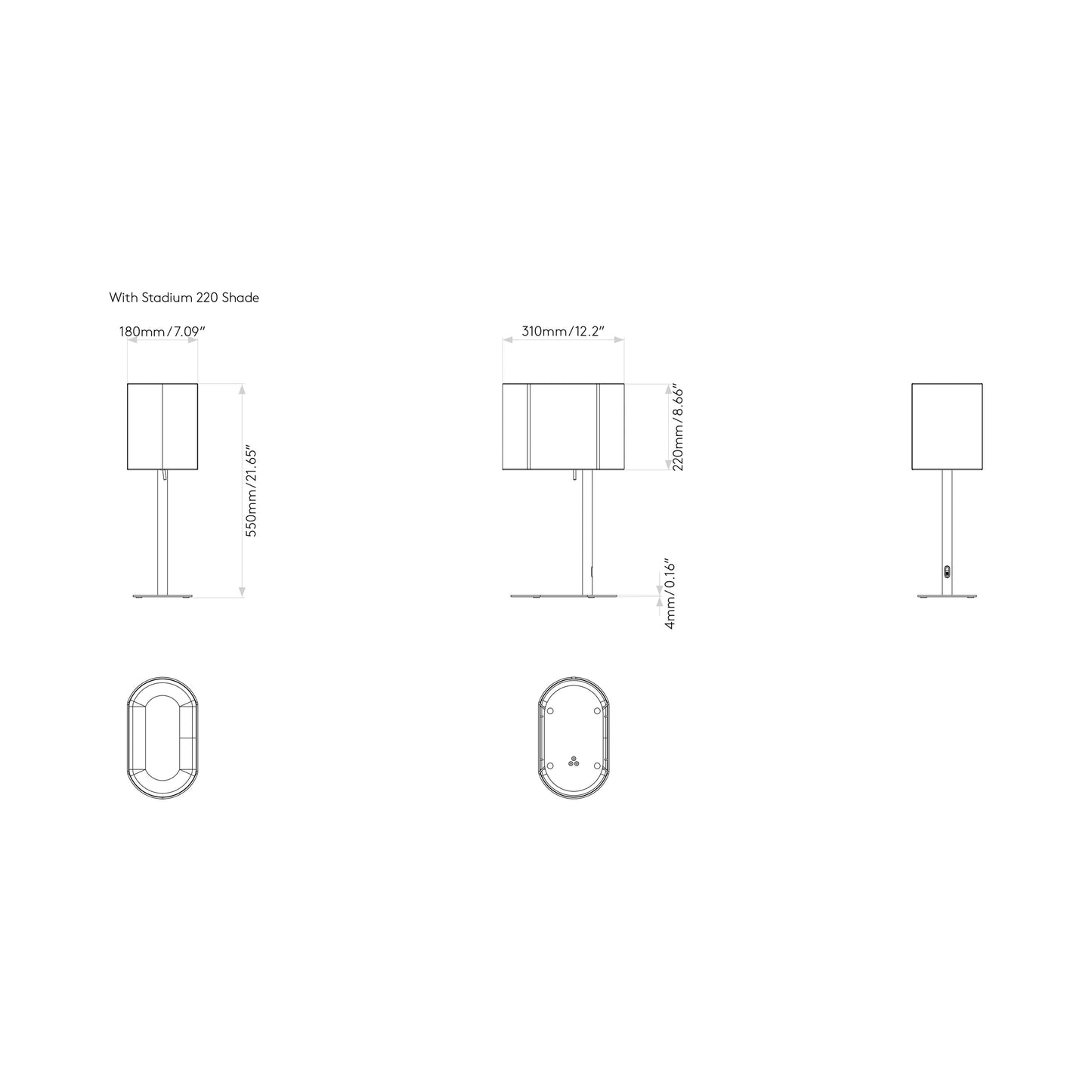 Venn Table Lamp - line drawing.