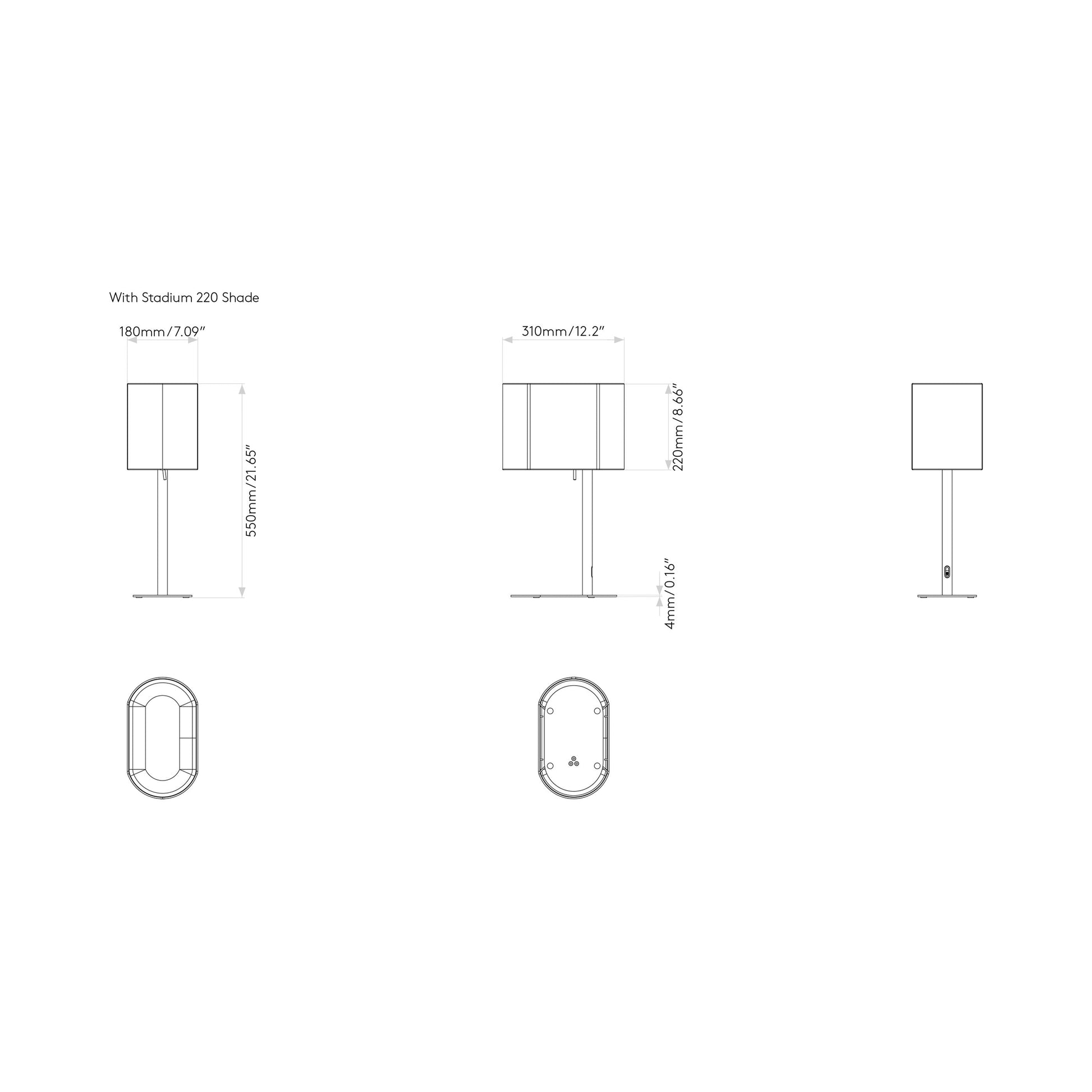 Venn Table Lamp - line drawing.