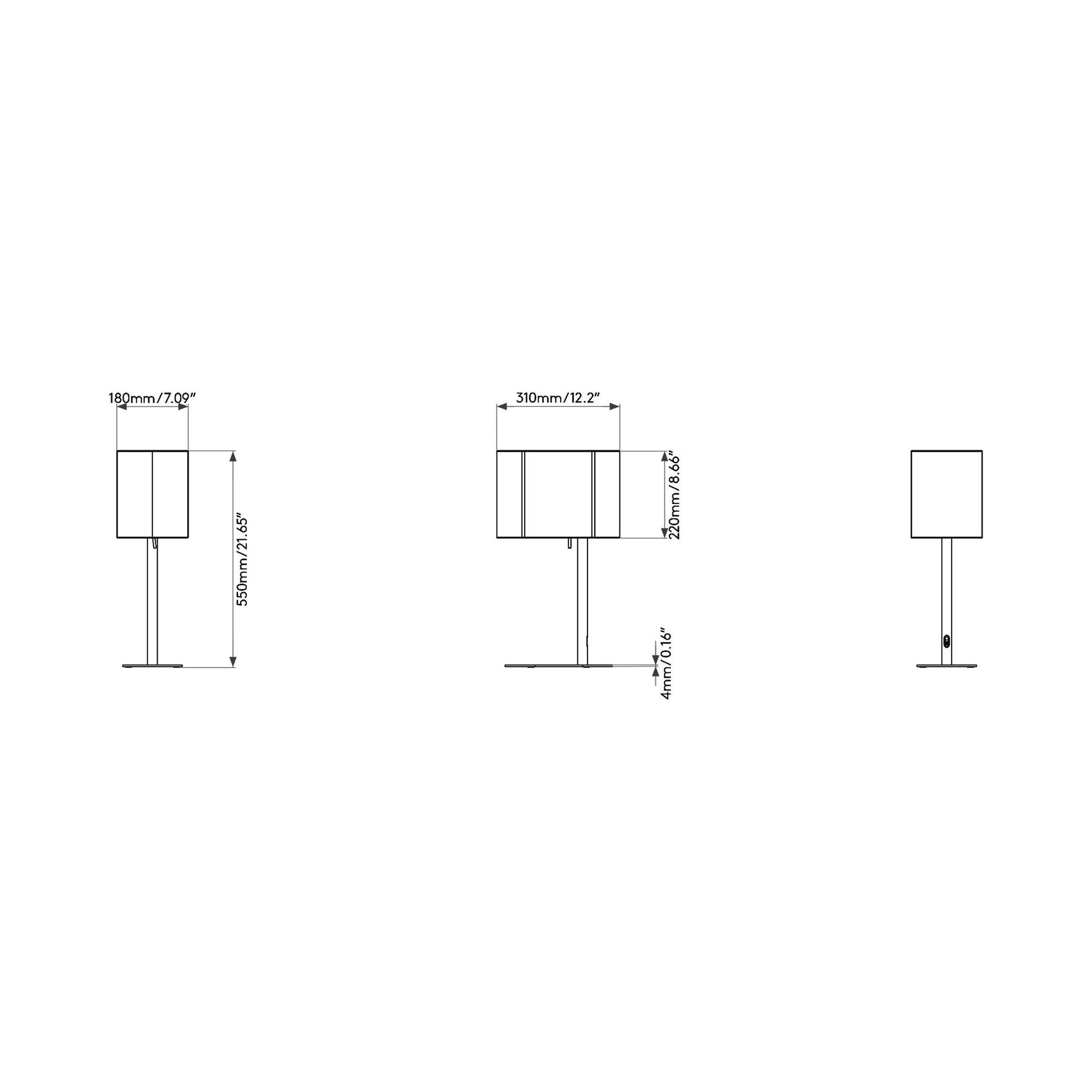 Venn Table Lamp - line drawing.