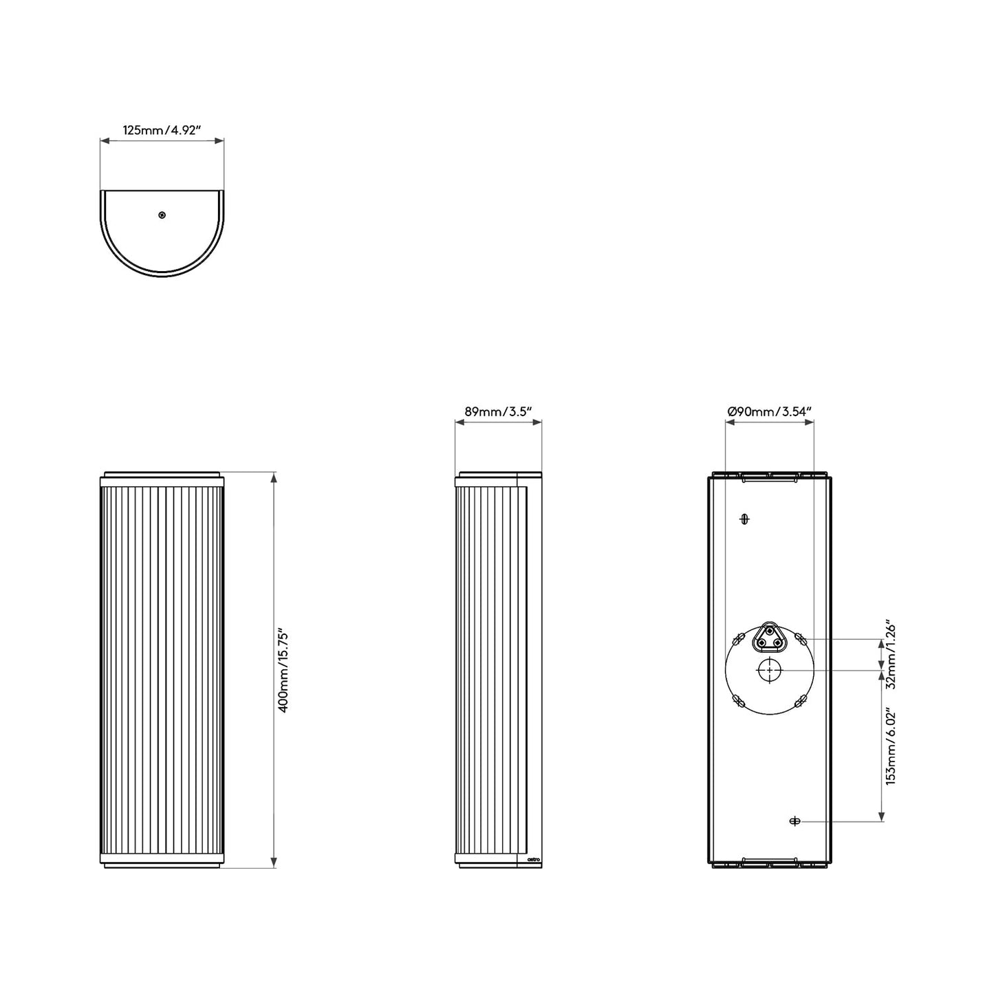 Versailles LED Wall Light - line drawing.