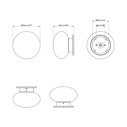 Zeppo Bath Wall Light - line drawing.