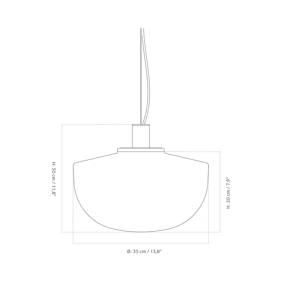 Bank Pendant Light - line drawing.