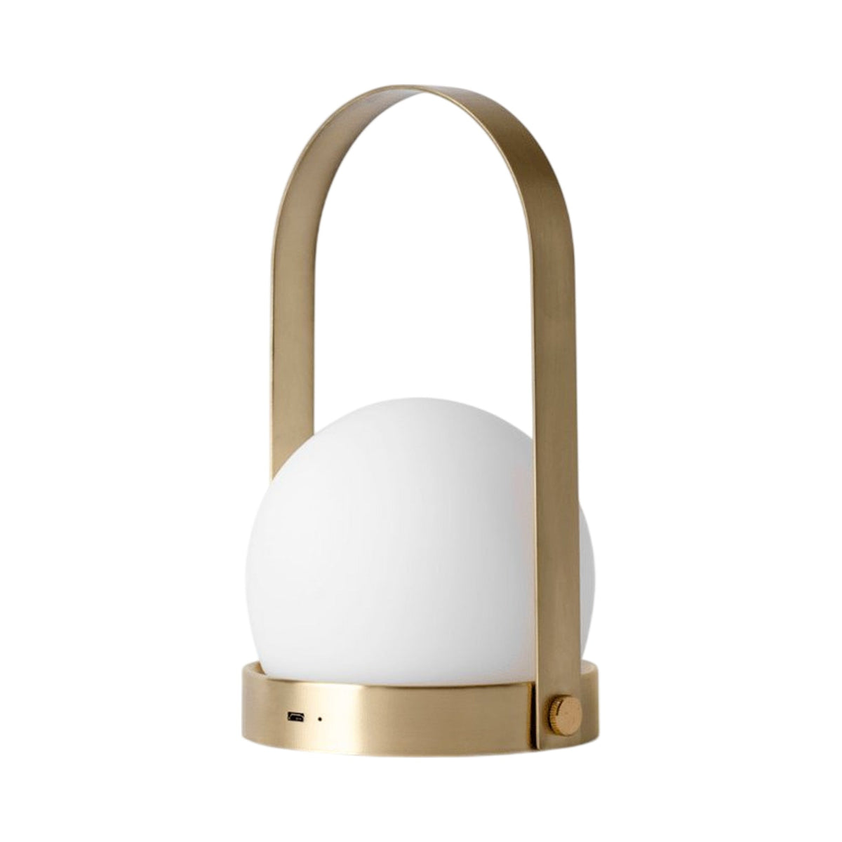 Carrie Outdoor LED Rechargeable Table Lamp in Brushed Brass/Without Leather.