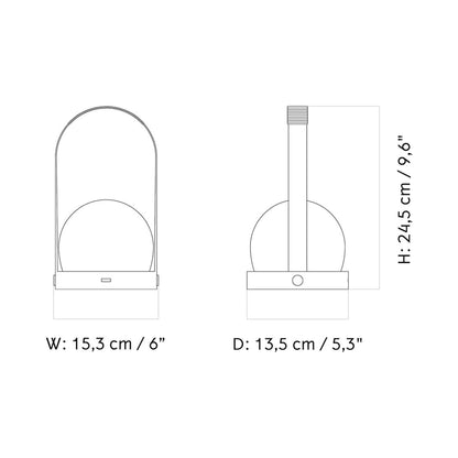 Carrie Outdoor LED Rechargeable Table Lamp - line drawing.