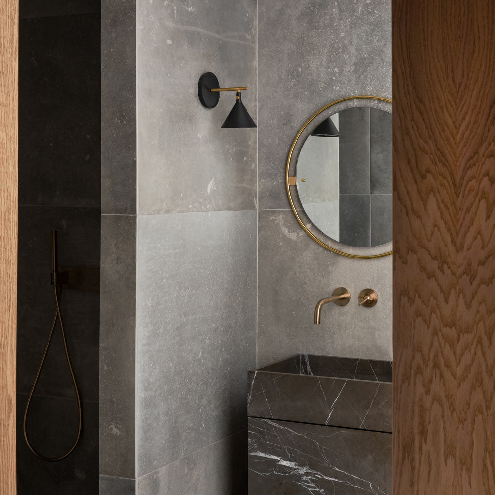 Cast Outdoor Wall Light in bathroom.