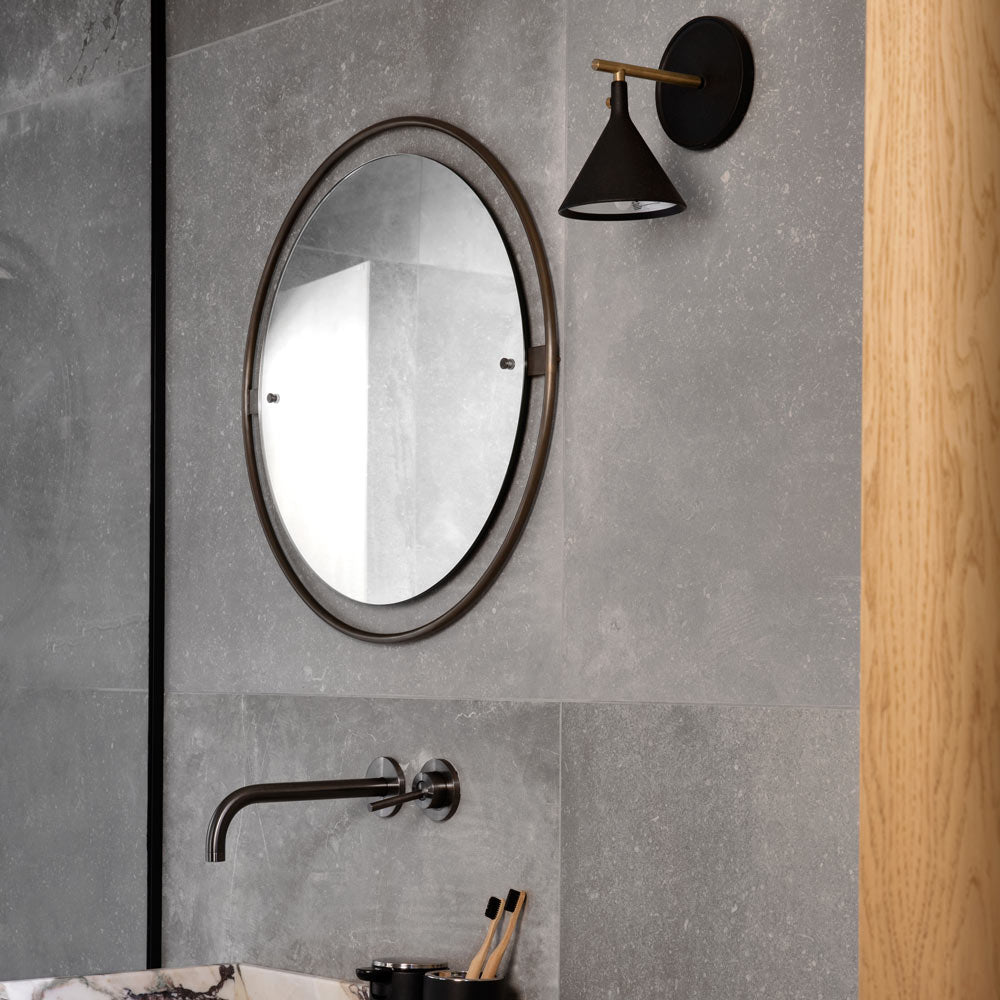Cast Outdoor Wall Light in bathroom.