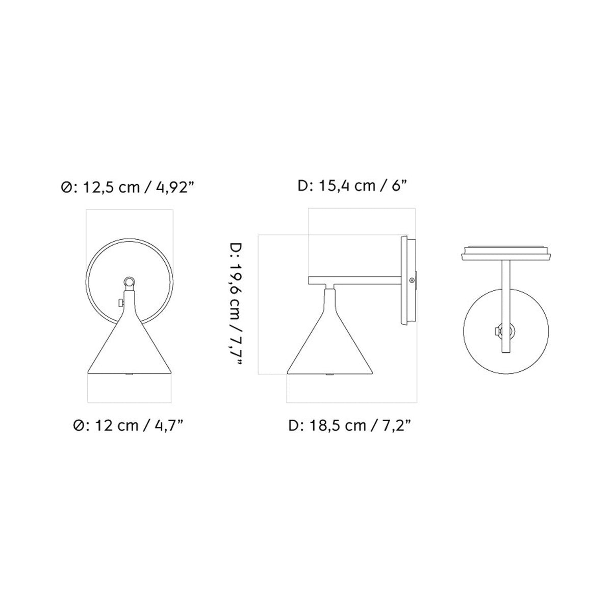 Cast Outdoor Wall Light - line drawing.