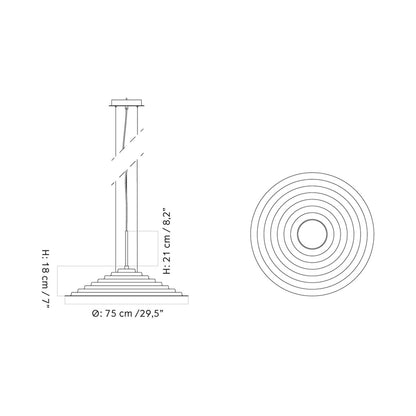 Chancery Pendant Light - line drawing.