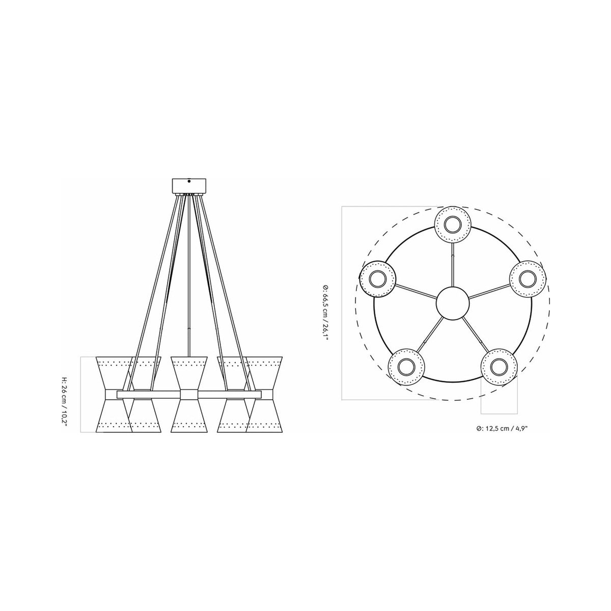 Collector Chandelier - line drawing.
