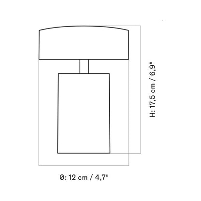 Column LED Rechargeable Table Lamp - line drawing.