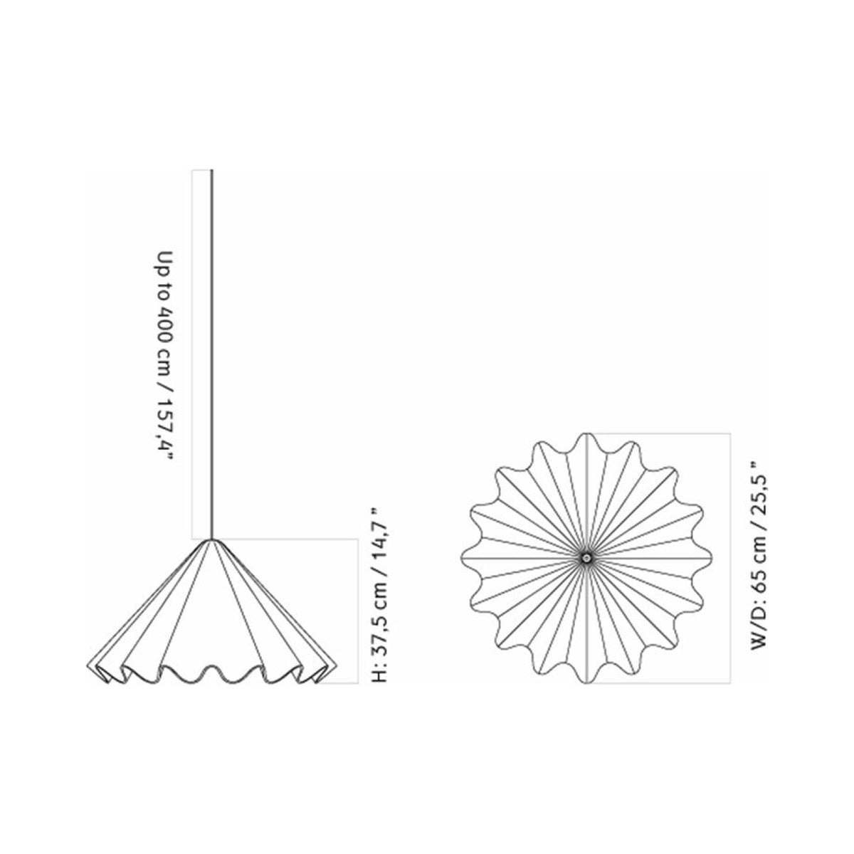 Dancing Pendant Light - line drawing.