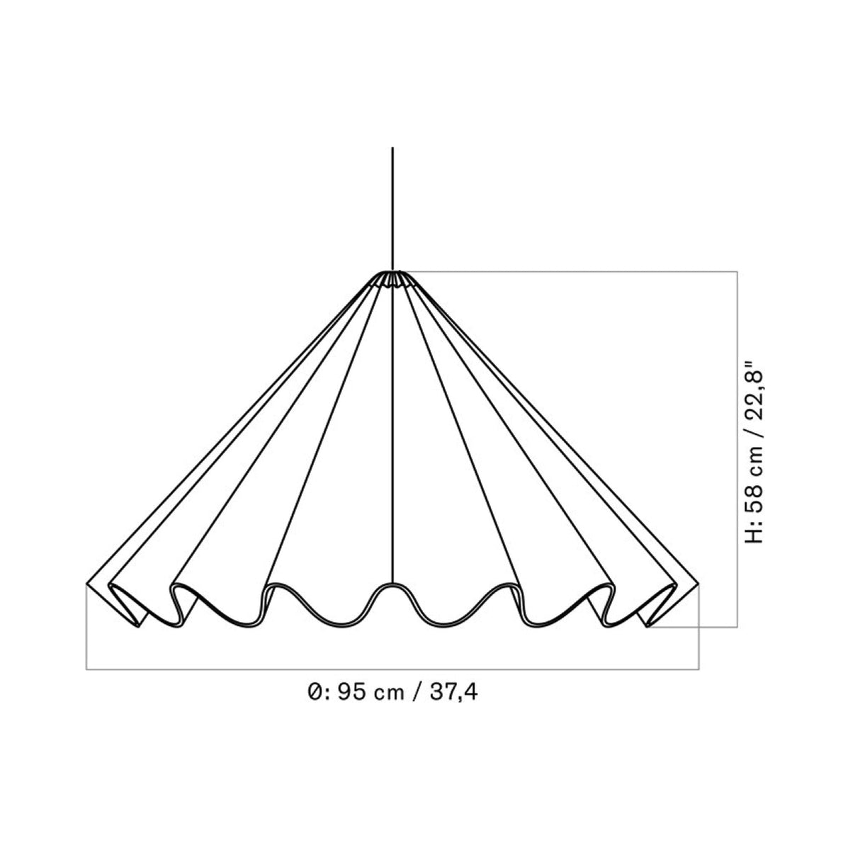 Dancing Pendant Light - line drawing.