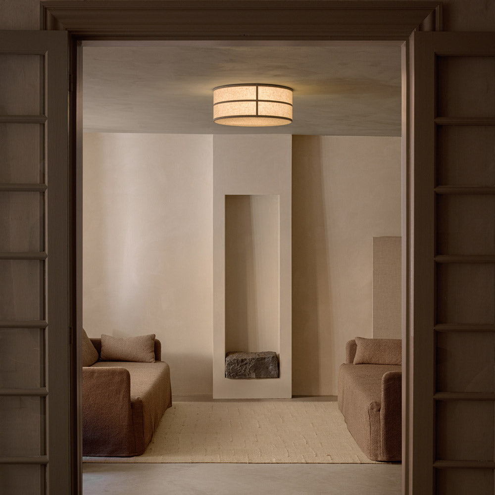 Hashira Flush Mount Ceiling Light in living room.