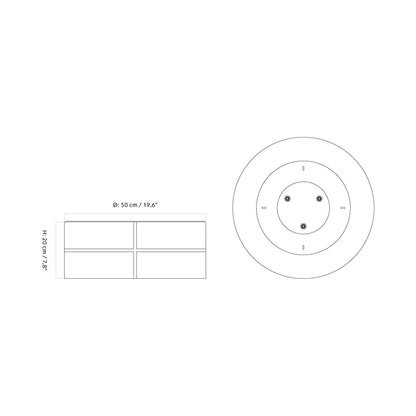 Hashira Flush Mount Ceiling Light - line drawing.
