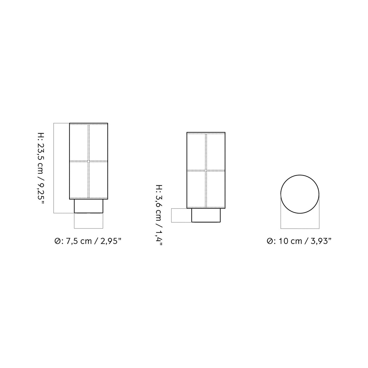 Hashira LED Rechargeable Table Lamp - line drawing.