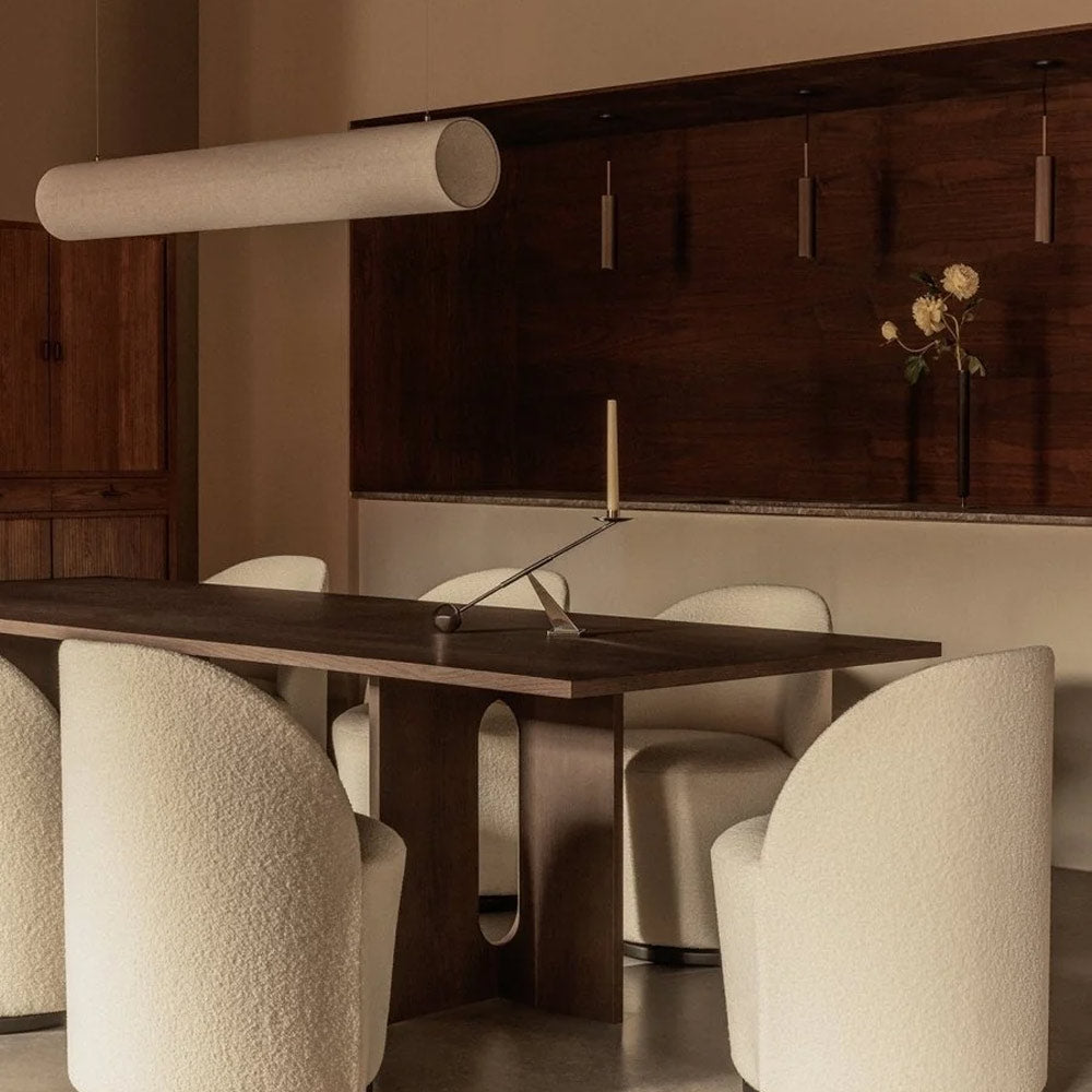 Hashira Linear Pendant Light in living room.
