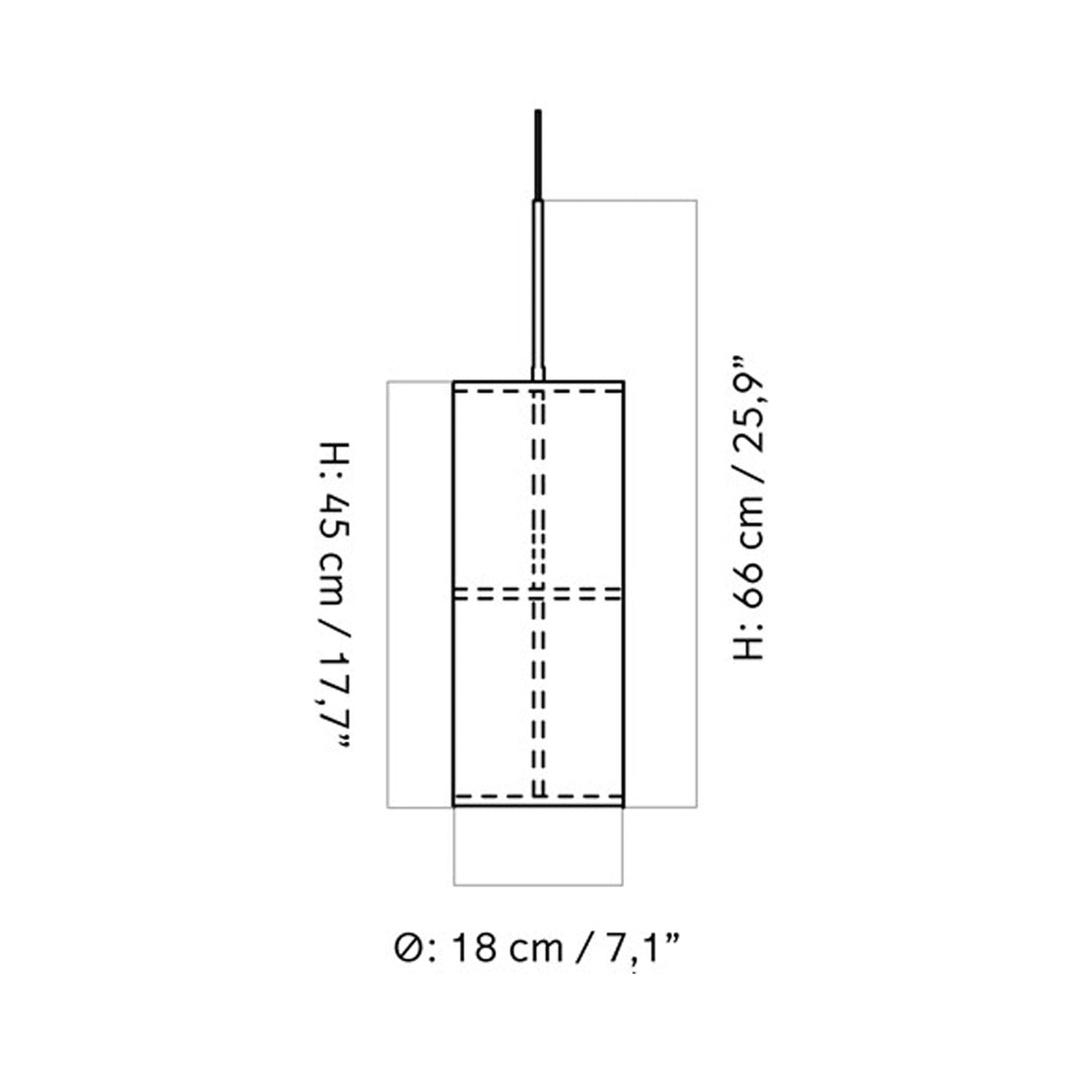 Hashira Single Pendant Light - line drawing.