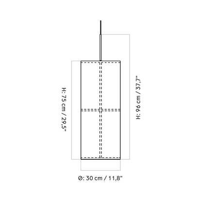 Hashira Single Pendant Light - line drawing.