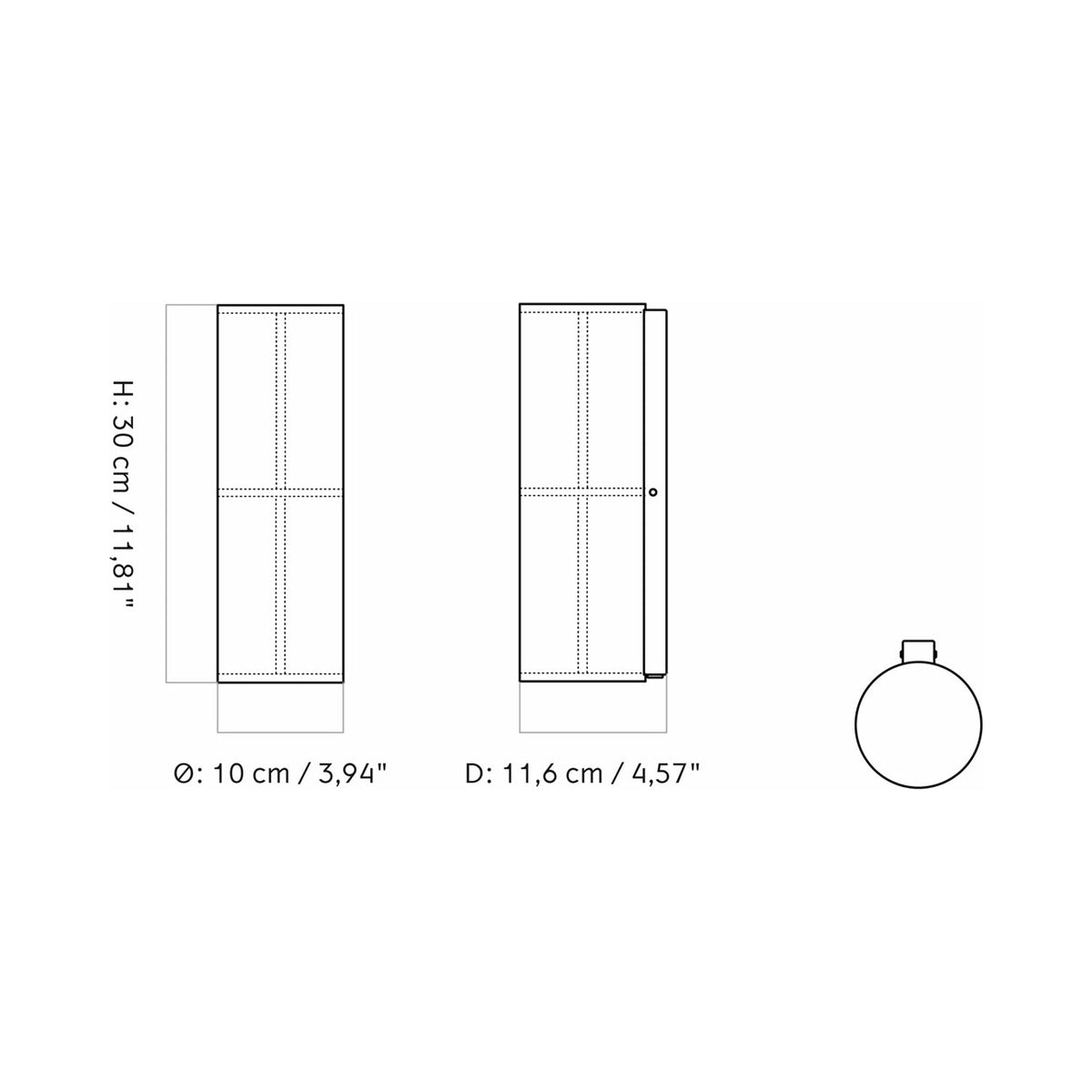 Hashira Wall Light - line drawing.