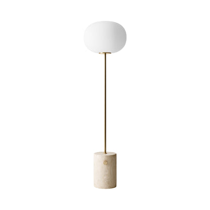 JWDA Floor Lamp in Travertine/Brushed Brass.