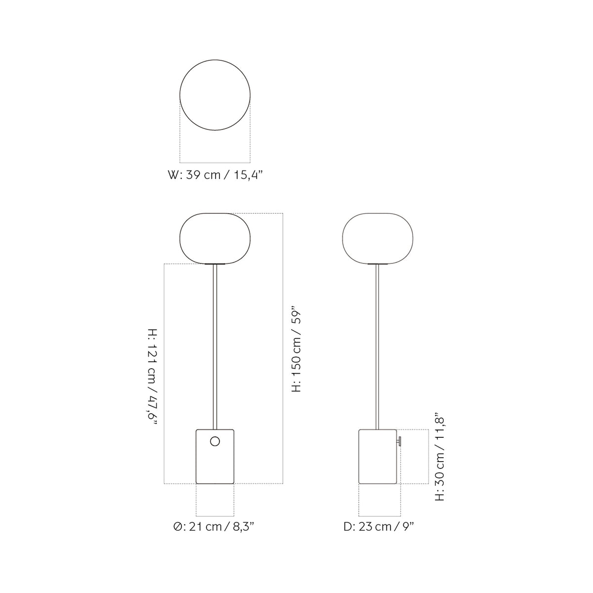 JWDA Floor Lamp - line drawing.