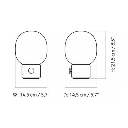 JWDA LED Rechargeable Table Lamp - line drawing.