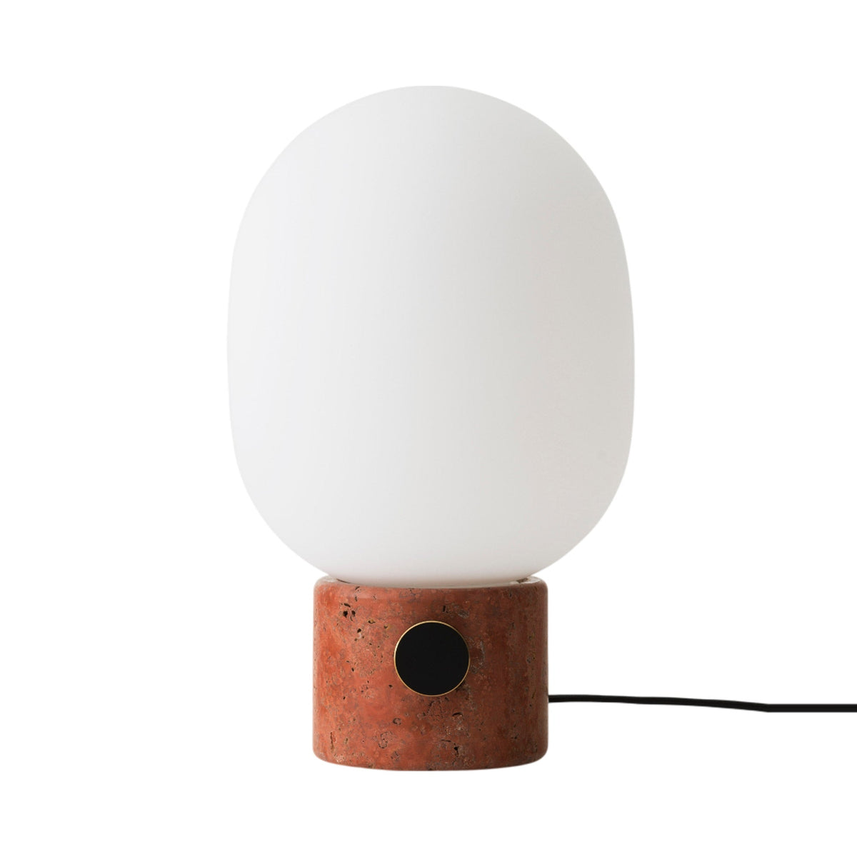 JWDA Table Lamp in Red Travertine Stone.