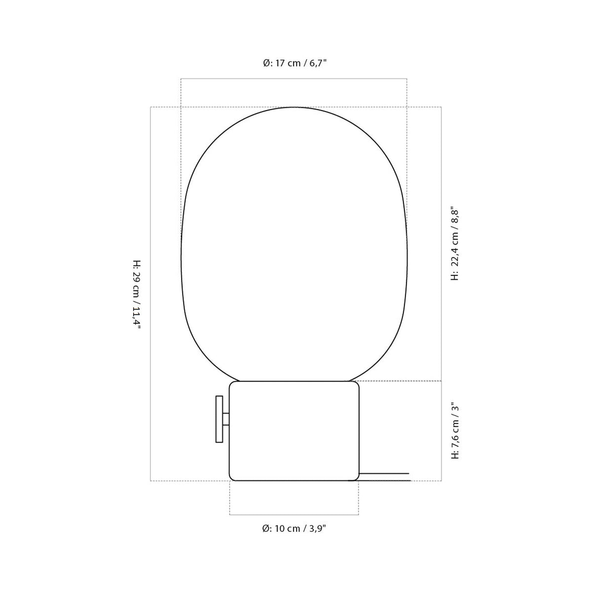 JWDA Table Lamp - line drawing.