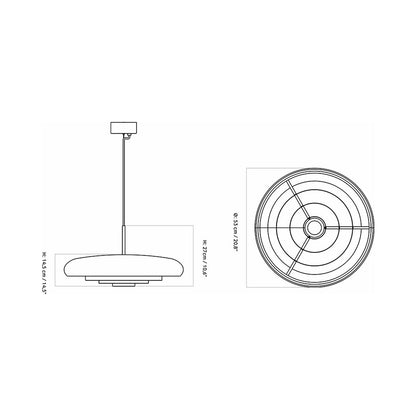 Resonant Pendant Light - line drawing.