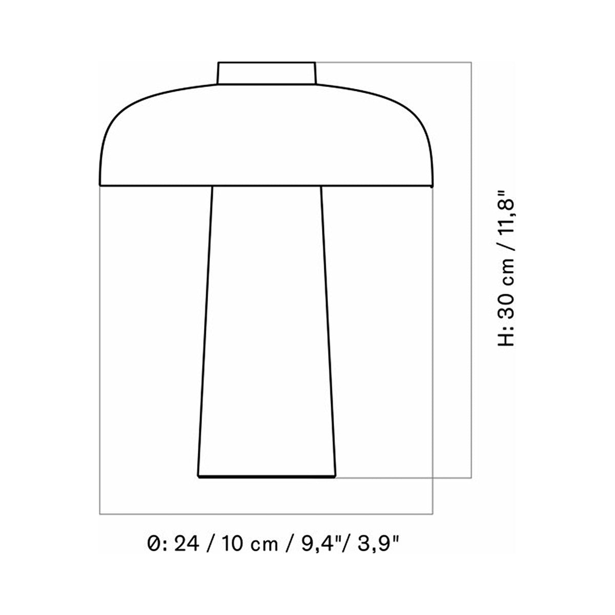 Reverse Table Lamp - line drawing.