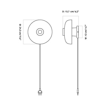 Reverse Wall Light - line drawing.