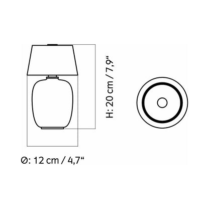 Torso LED Rechargeable Table Lamp - line drawing.