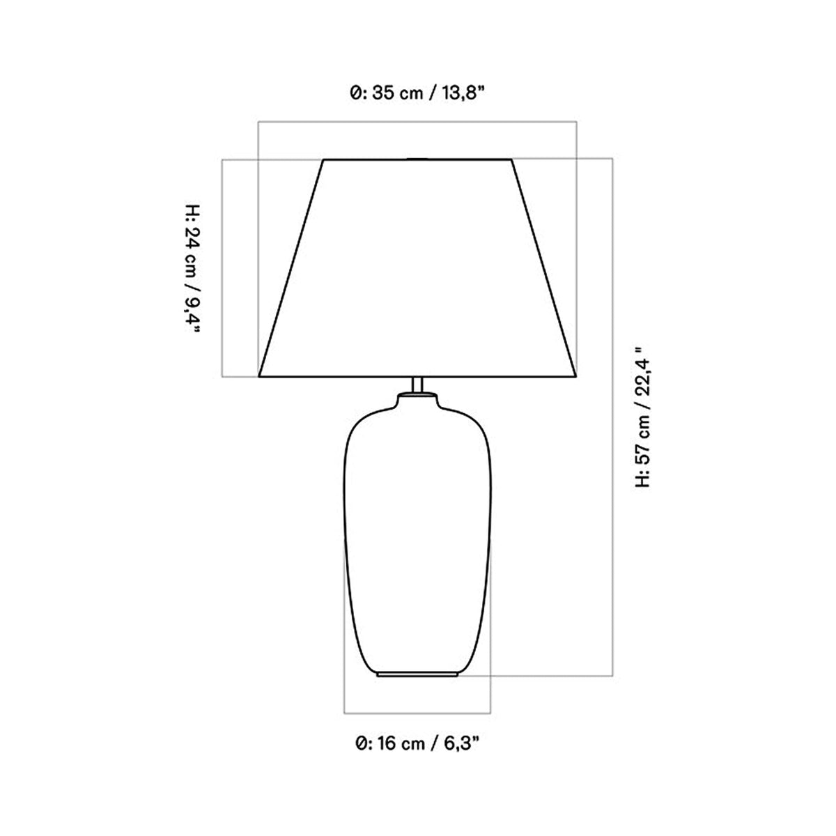 Torso Table Lamp - line drawing.