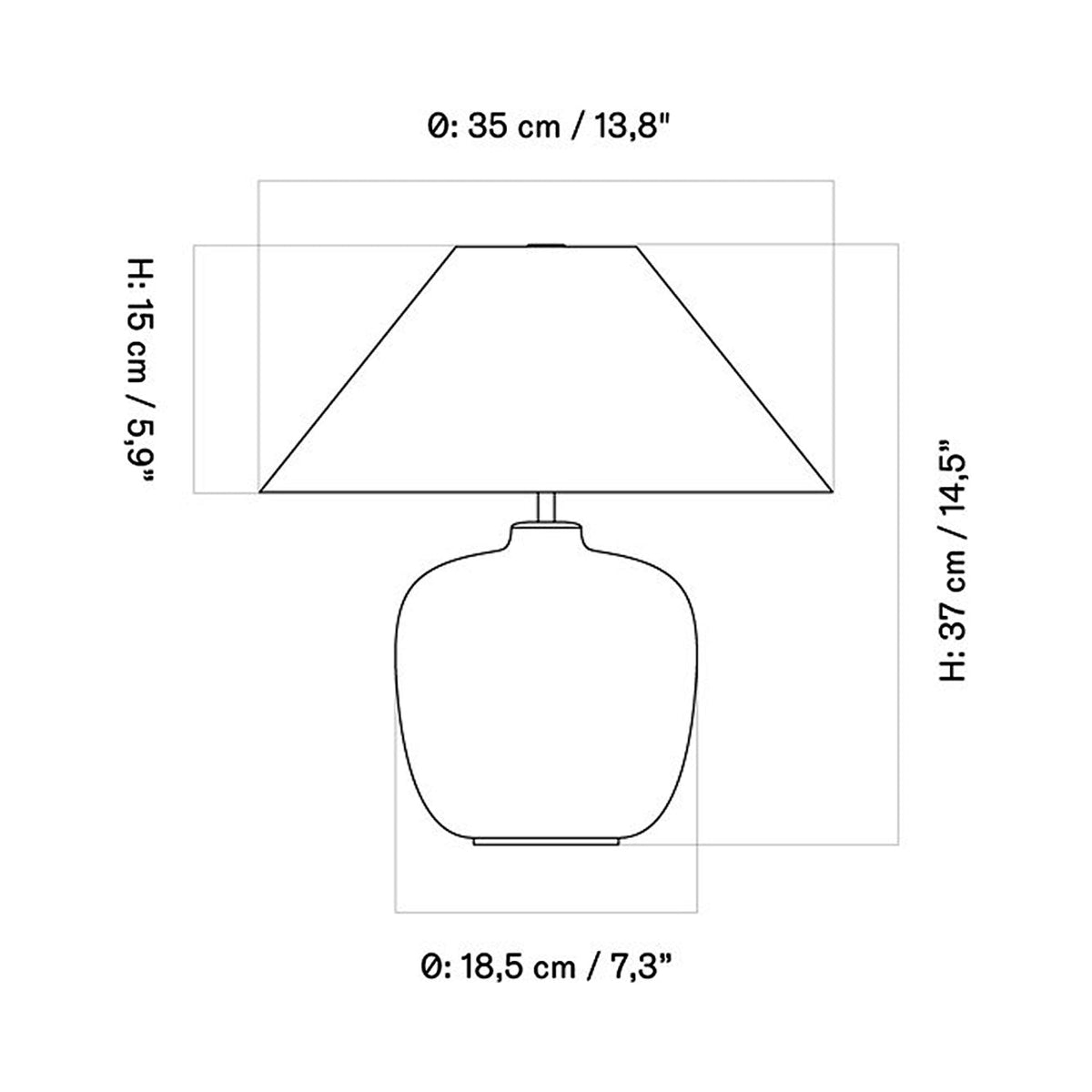 Torso Table Lamp - line drawing.