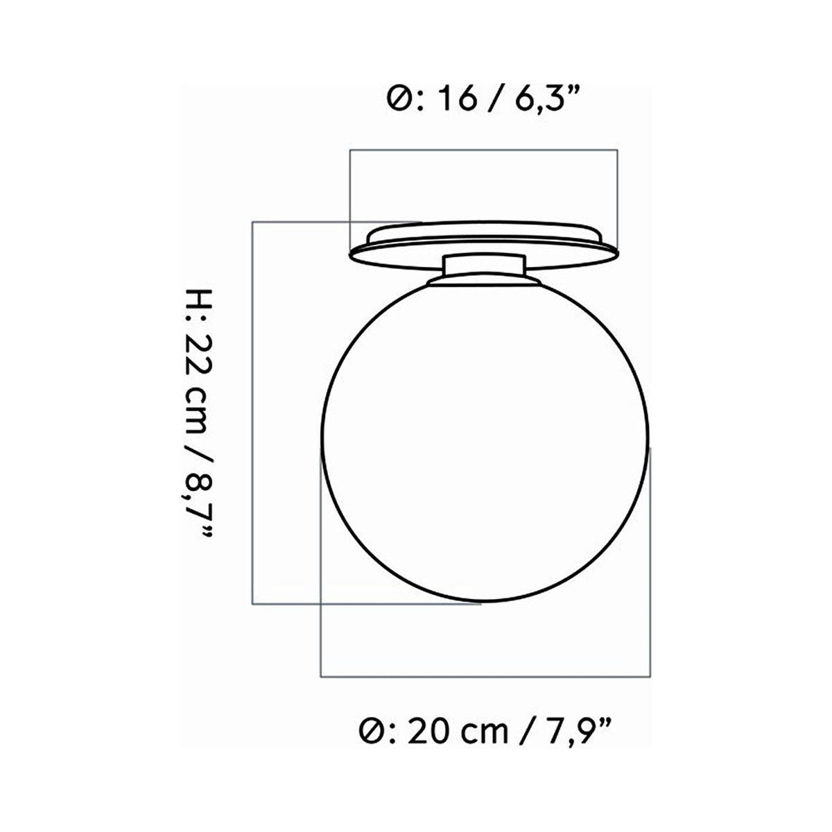 TR Ceiling / Wall Light - line drawing.