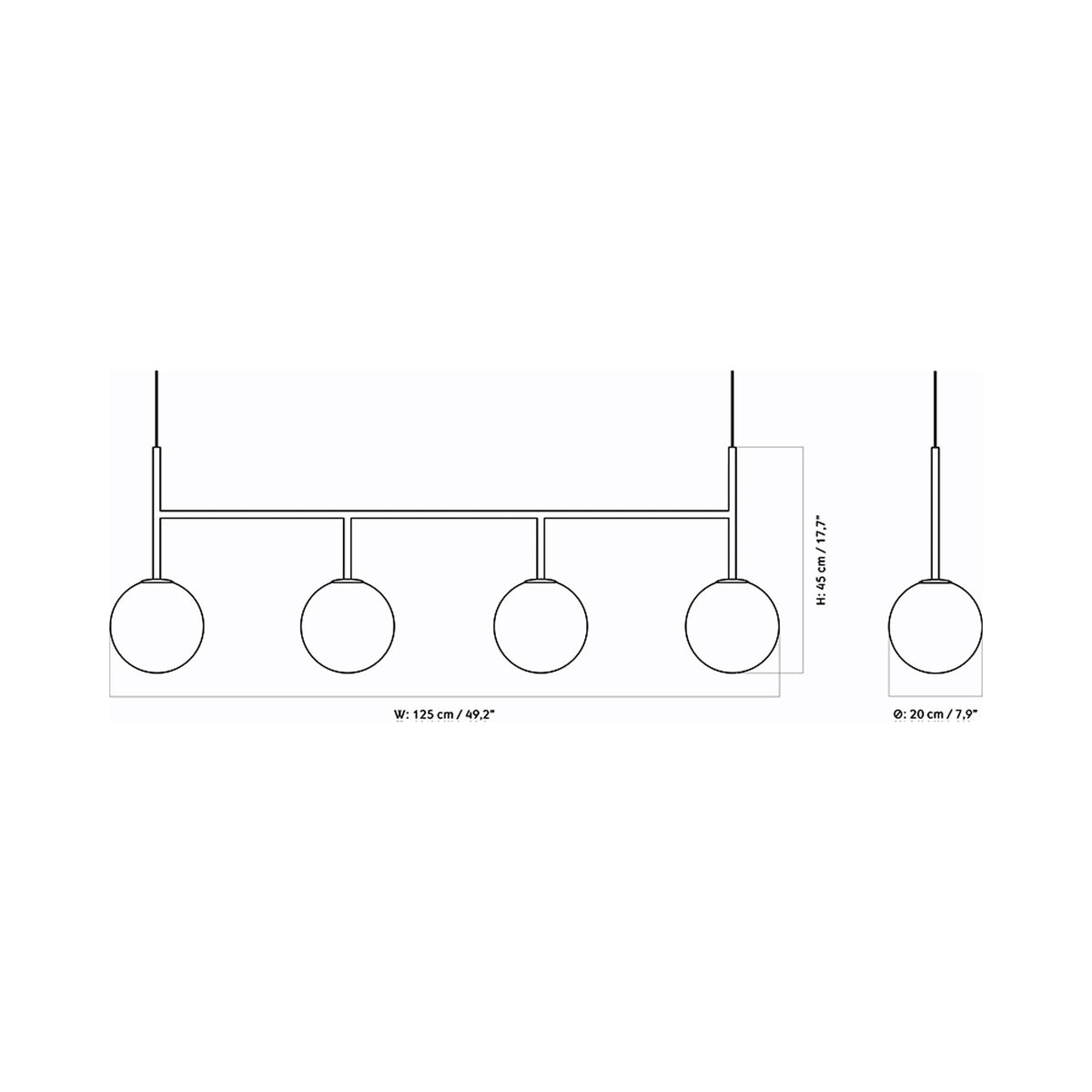 TR Linear Pendant Light - line drawing.