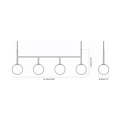 TR Linear Pendant Light - line drawing.